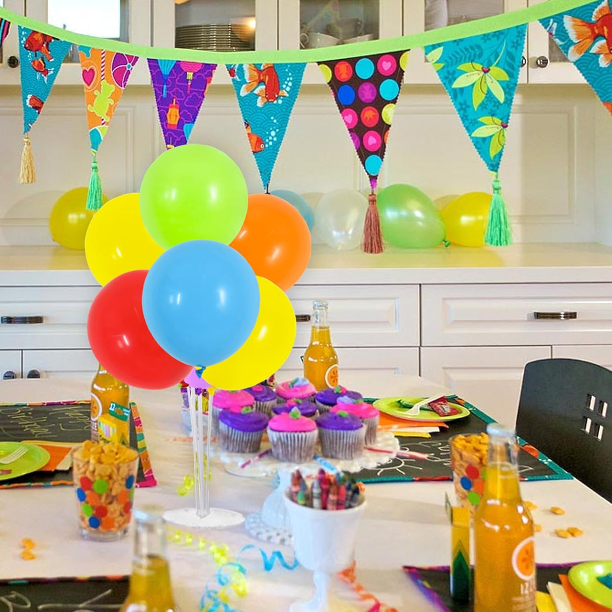 TONIFUL 4 Set Colourful Balloon Centerpieces for Table,Balloons Stand Kit for Rainbow Party