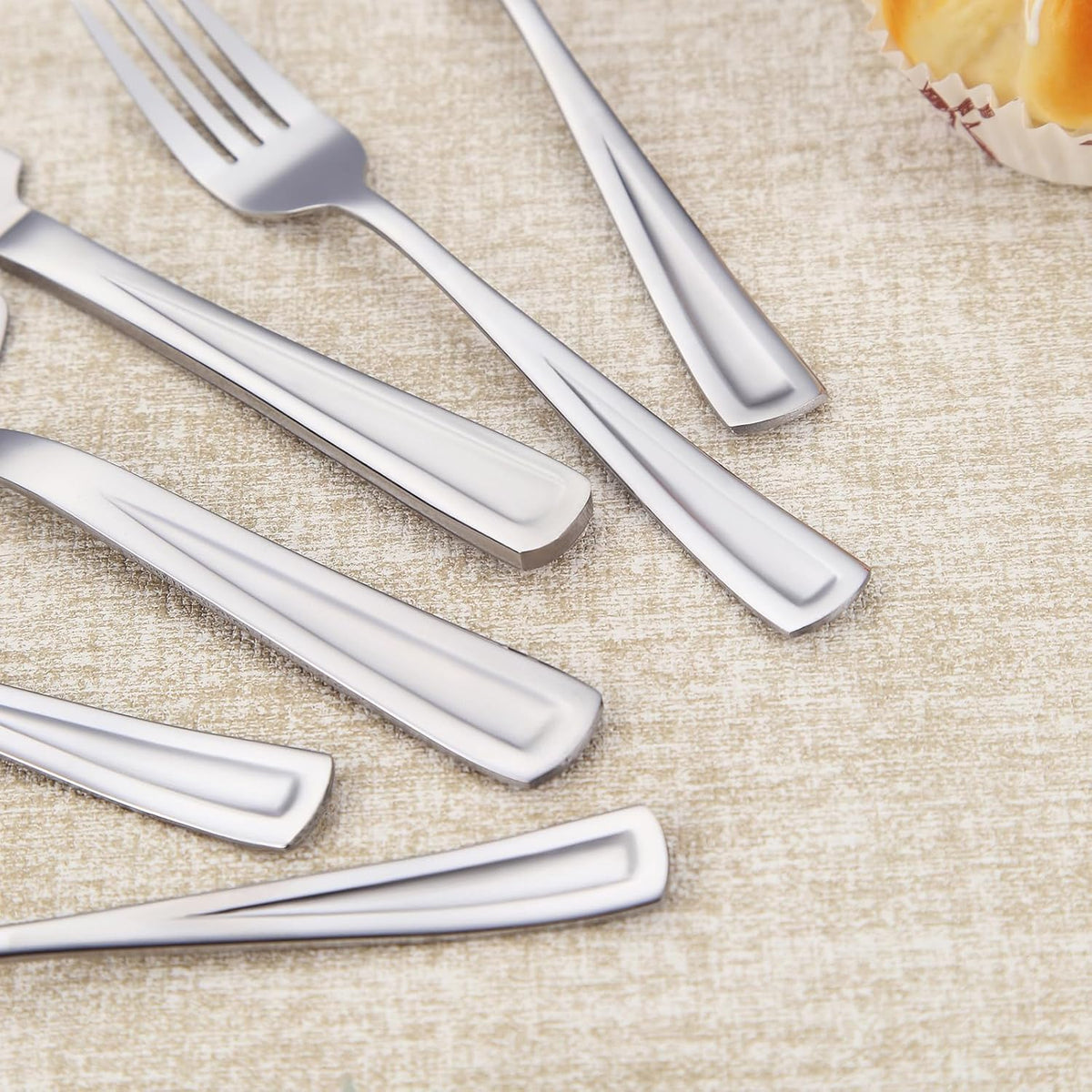 GoGeiLi Cake Knife and Server Set with 4 Salad Forks, Heavy-Duty 18/0 Stainless Steel Cake Cutting