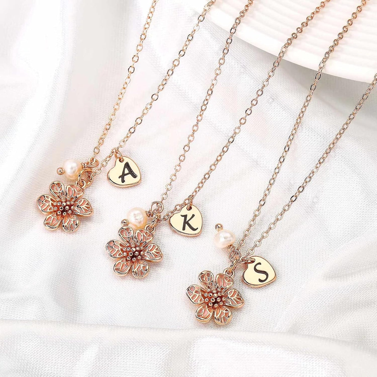 IEFLIFE Flower Girl Gifts - 14K-Gold-Plated Heart Initial Necklace Wedding Gift for Girls