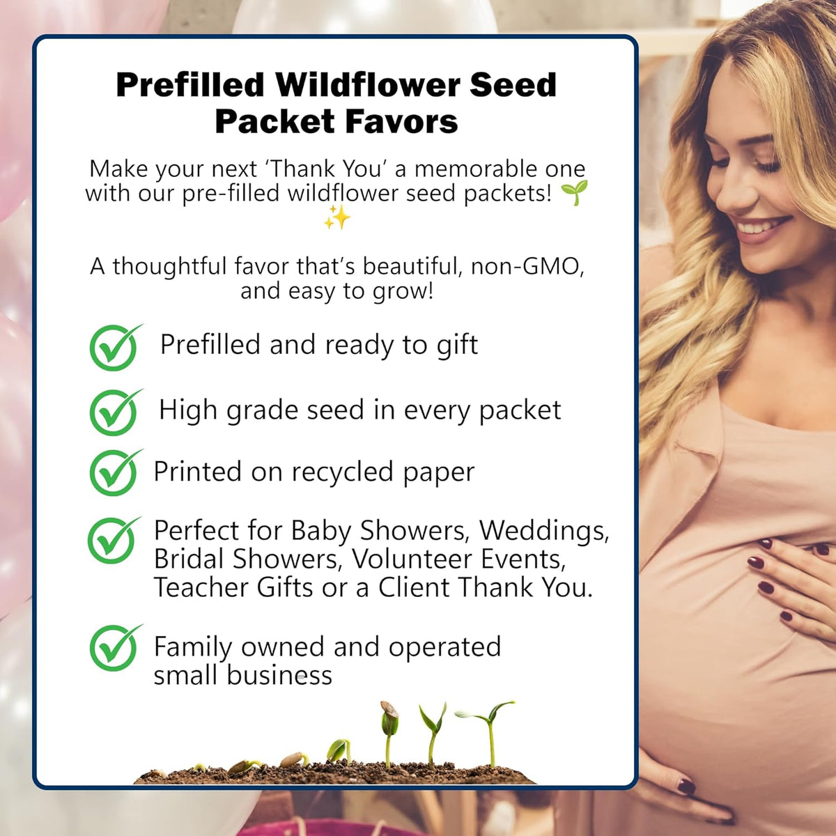 Thank You Seed Favors | 20 Packets | Pre-Filled | Show Thanks and Gratitude | Gender Neutral |