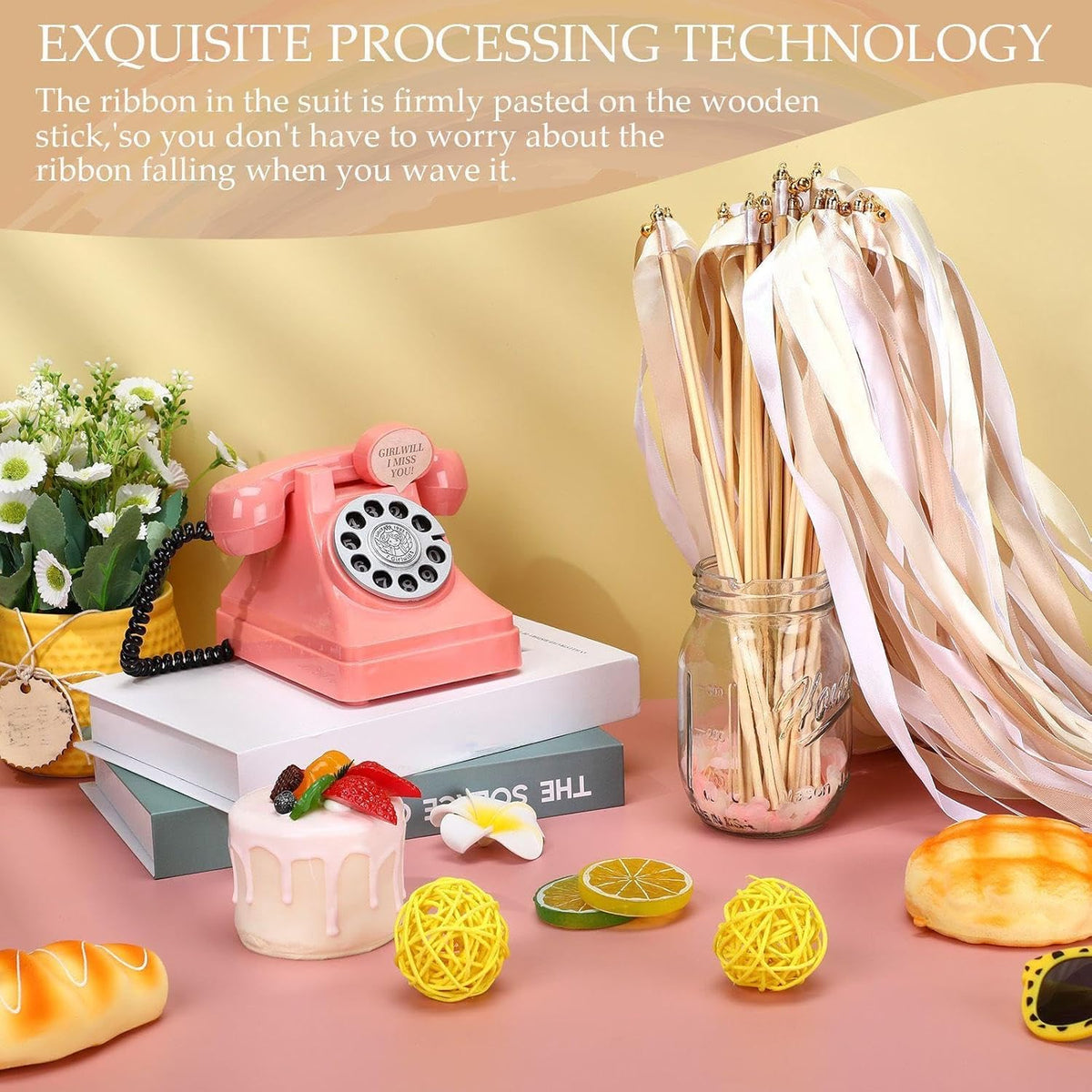 Boao 40 Pieces Mixed Color Ribbon Sticks with Bell, Ribbon Sticks for Stick Party, Streamers for
