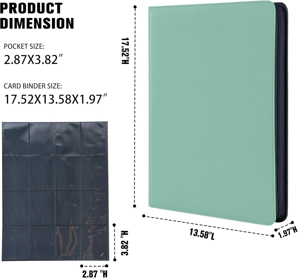 Premium 1000+ Pockets Card Binder,16 Pockets Trading Card Binder Ringless Side Loading Trading Card