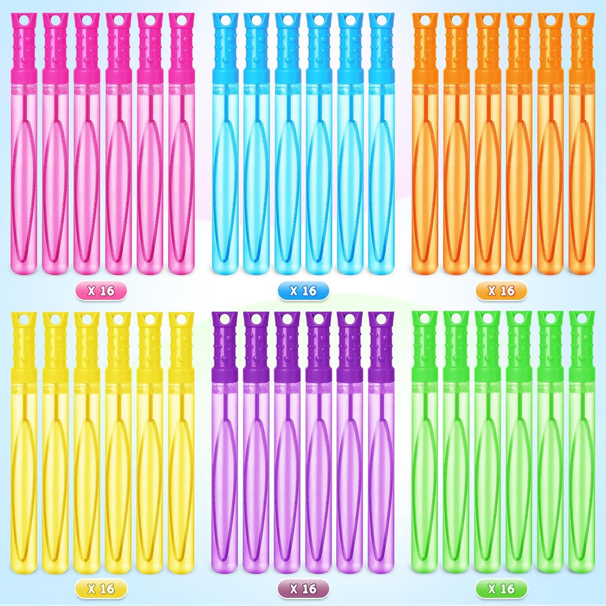 Bubble Wand, 96 Pcs Bubble Wands Bulk in 6 Colors, Bubble Party Favors for Kids, Summer Toys