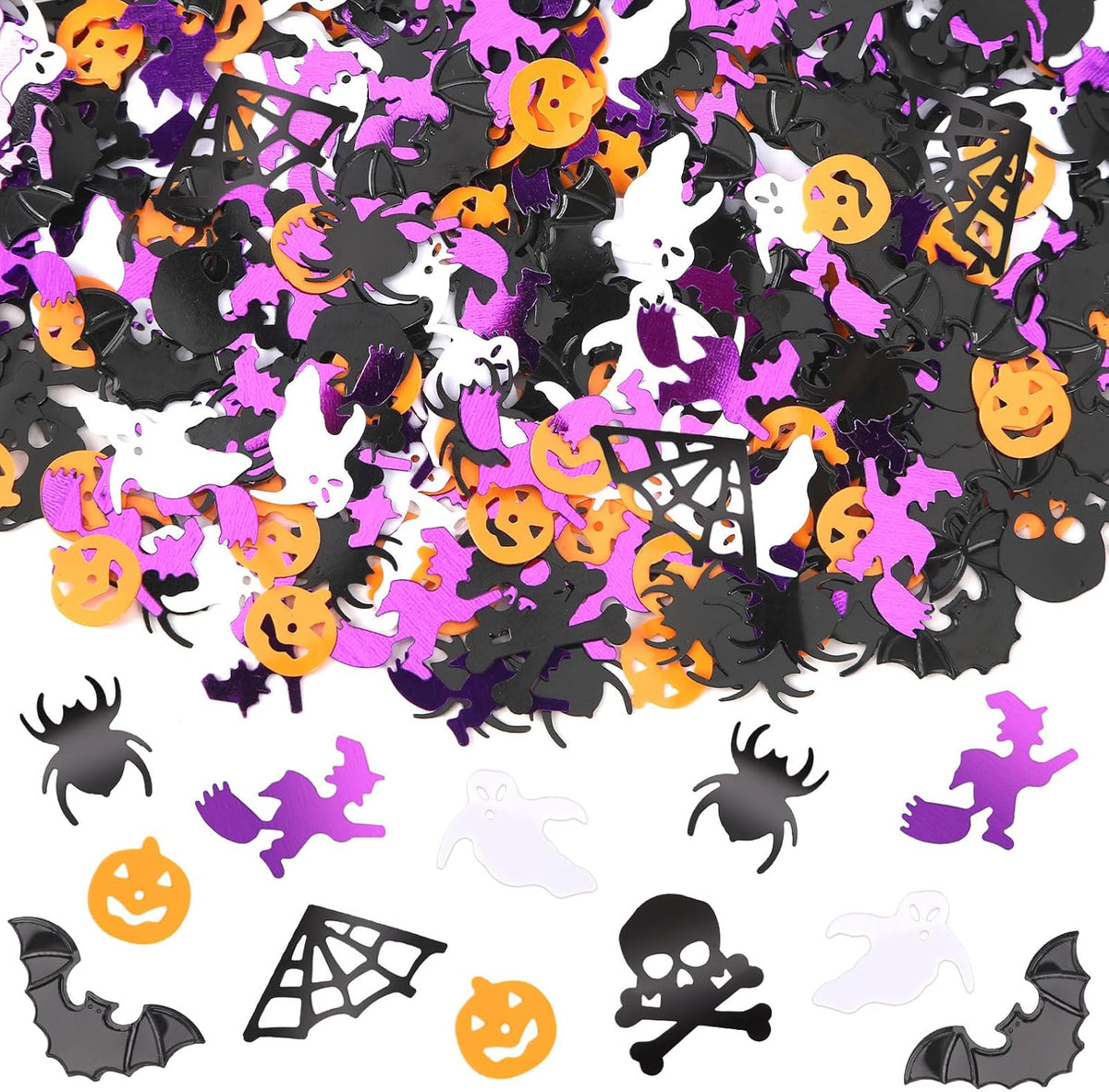 MARFOREVER Halloween Glitter Confetti Decorations, Halloween Party Confetti Scatter Black Orange
