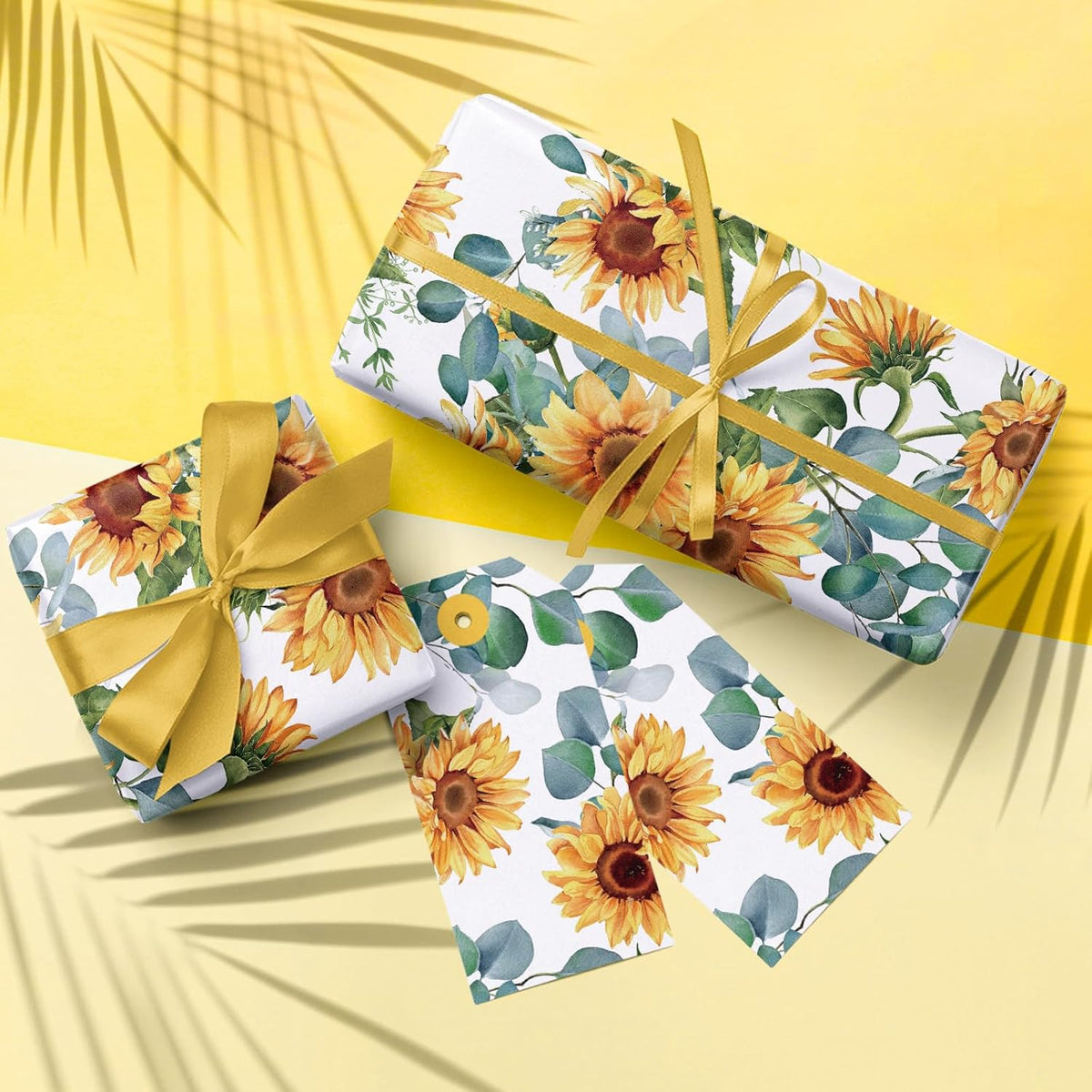 WRAPAHOLIC Kraft Sunflower Wrapping Paper Roll - Mini Roll - 17 Inch x 33 Feet - Perfect for