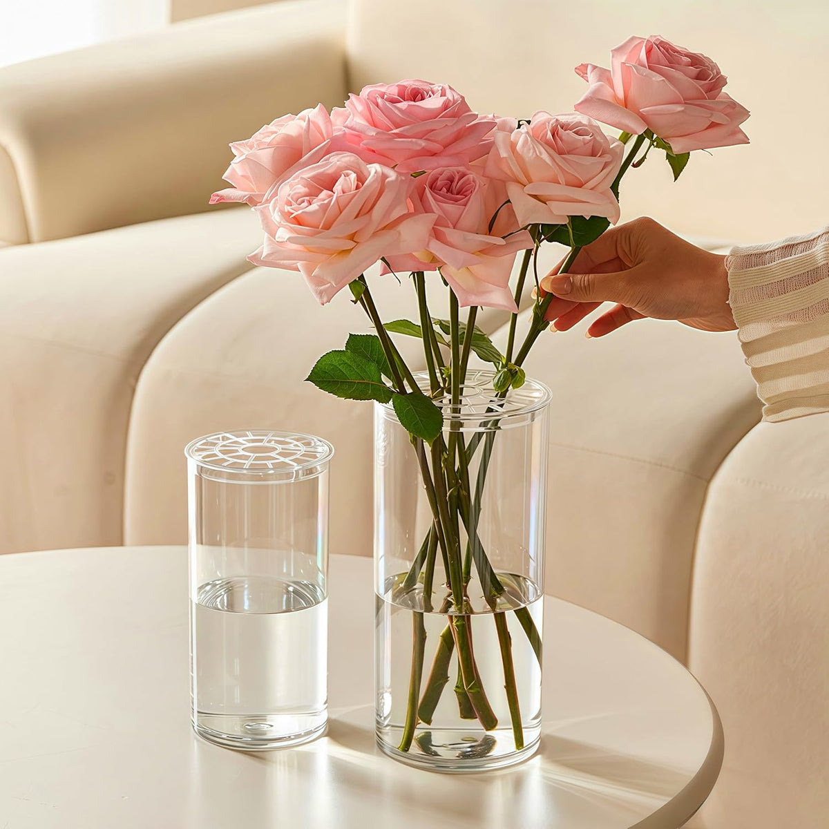 3 Large Acrylic Cylinder Clear Vase for Centerpieces, Hurricane Unbreakable Tall Big Wide Mouth