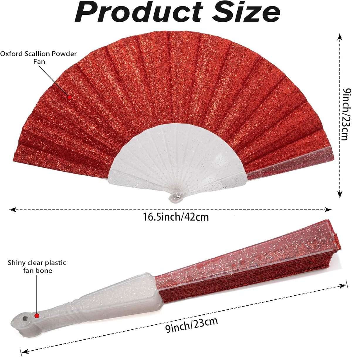 48 Pack Handheld Fan,Folding Hand Glitter fan with Shining Transparent Fan Rib – Ideal for Wedding
