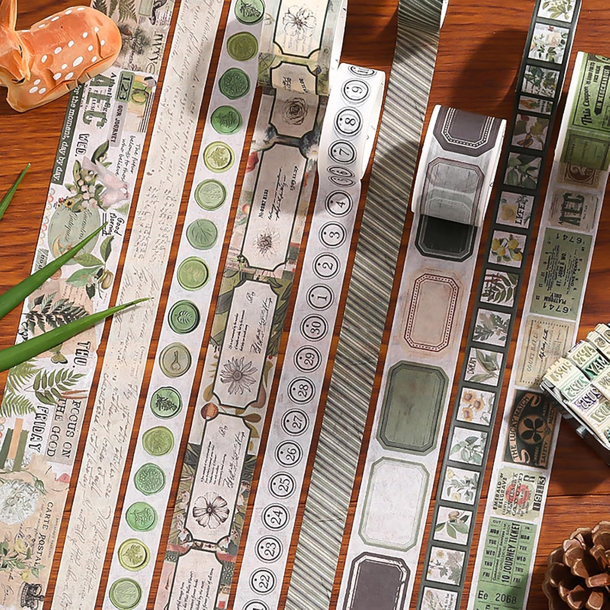 18 Rolls Botanical washi Tape Set for Crafts and Journaling DIY Scrapbooking Supplies Flower washi