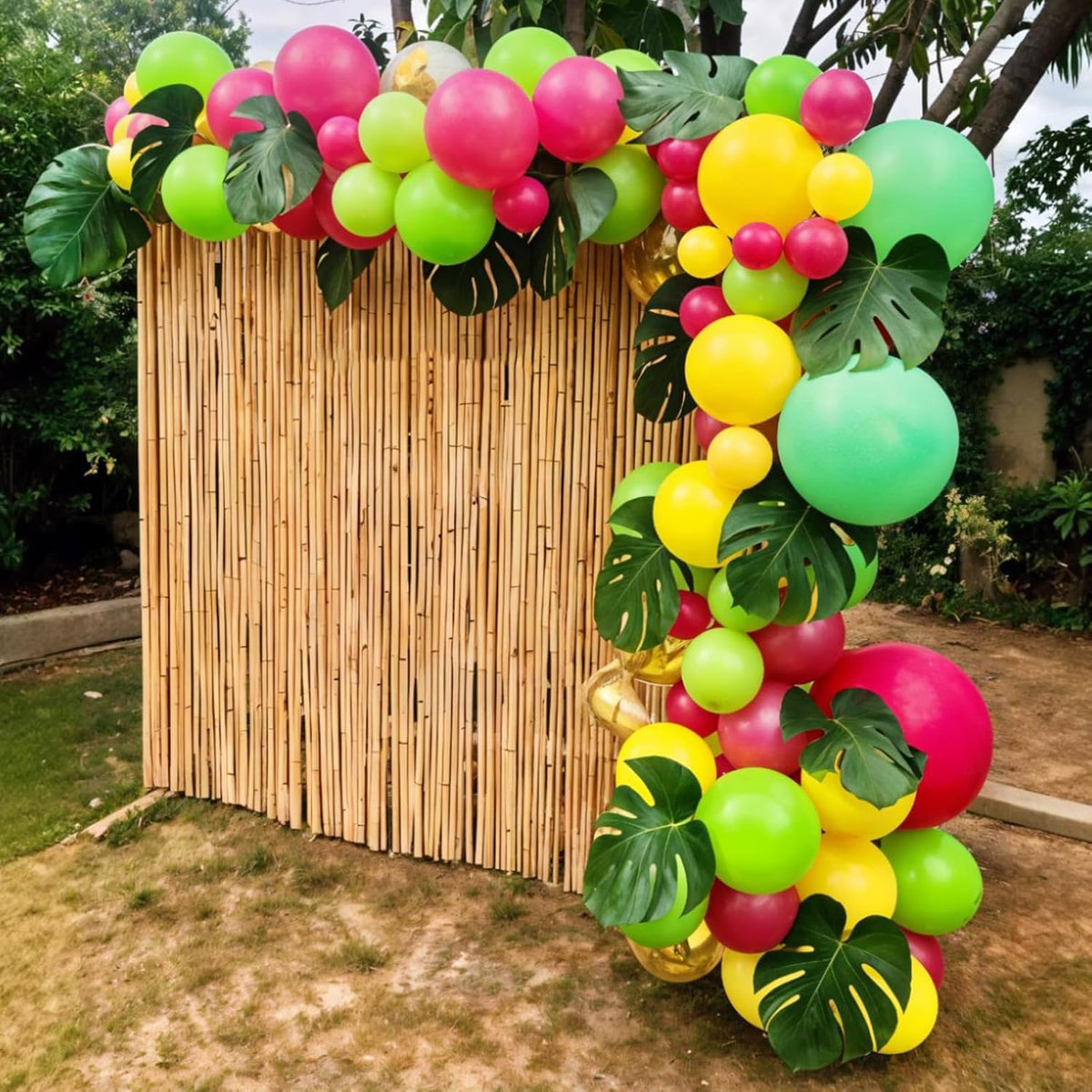 Rainbow Balloons, 60pcs Colorful Balloons, Matte Hot Pink Teal Blue Green Orange Yellow Gold