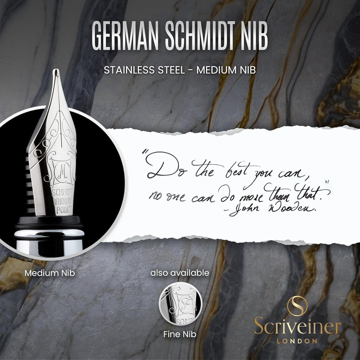 Scriveiner Midnight Blue Fountain Pen - Stunning Luxury Pen with Chrome Appointments, Schmidt Nib