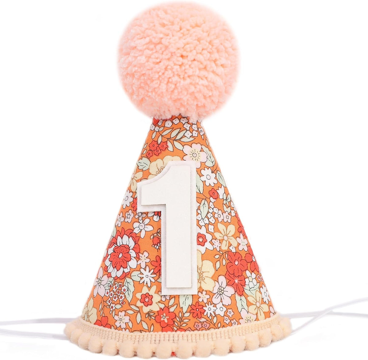 WAUAO Floral 1st Birthday Hat - Colorful Flower Cone Hat for Girls & Boys, First Birthday Crown