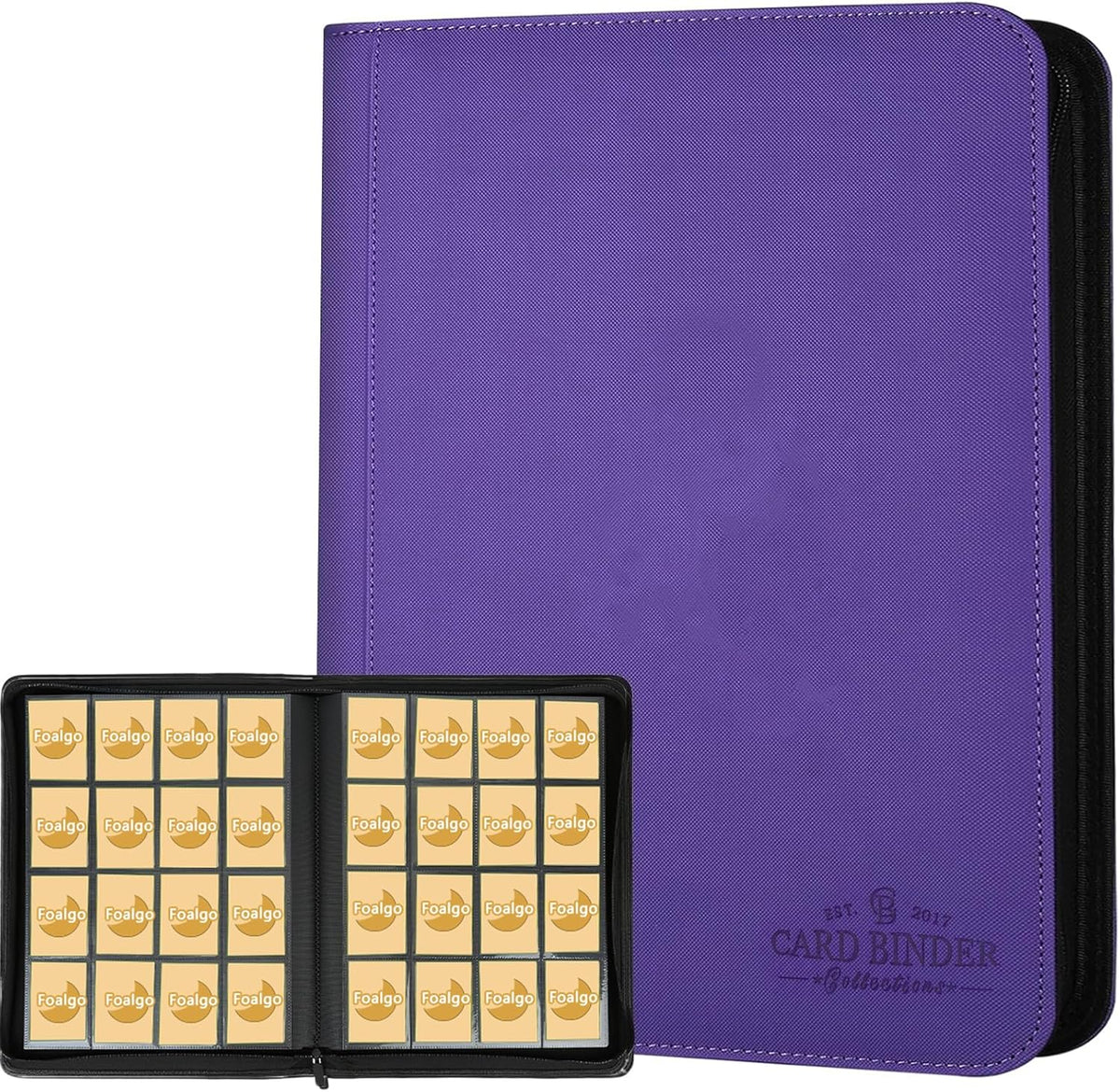 Trading Card Binder 16 Pocket, Foalgo PU Cover Card Binder for 1000+ Cards, Premium Trading Card