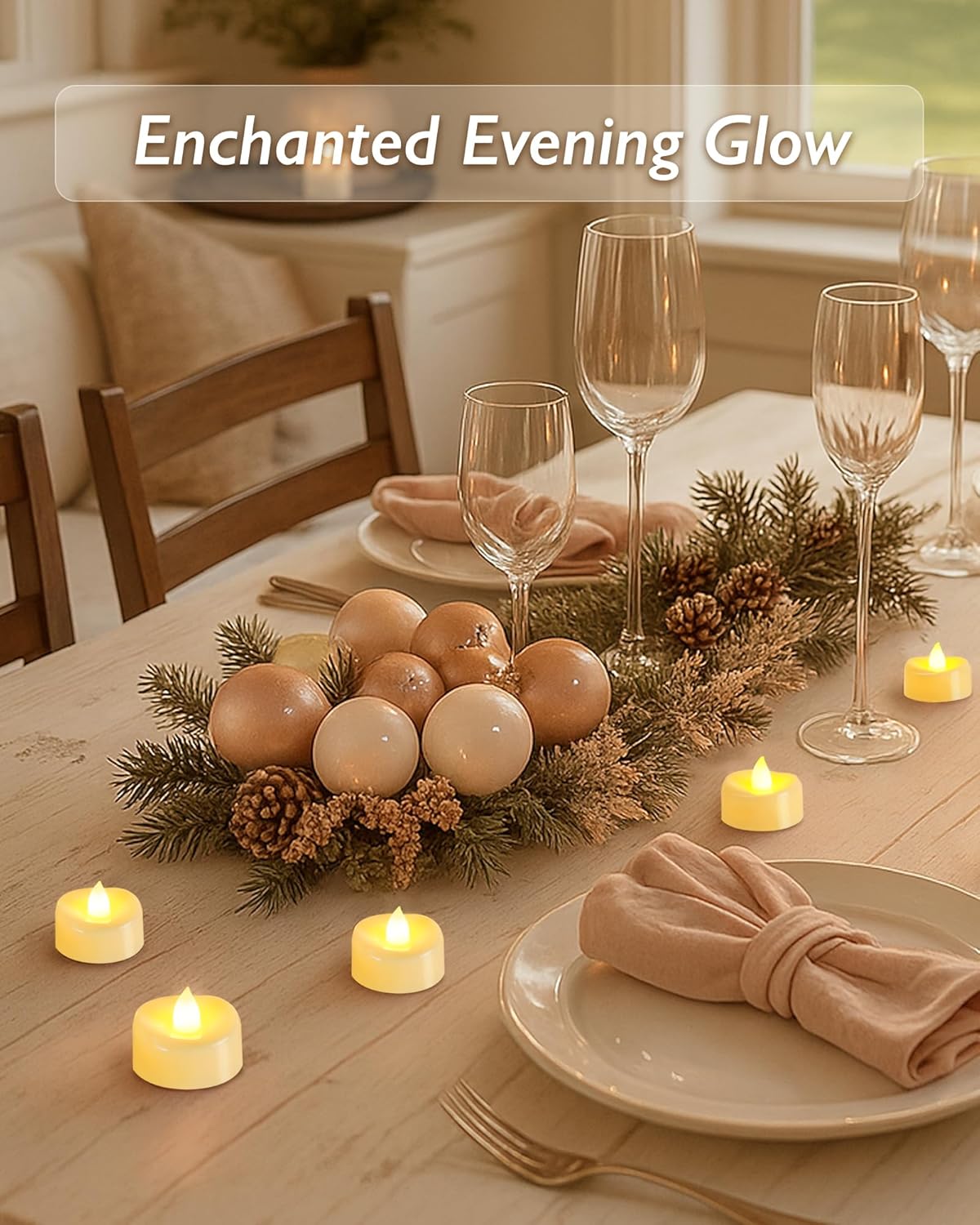Raycare 100 Pack LED Tea Lights Battery Operated, 200+Hour Flickering Votive Candles, Realistic