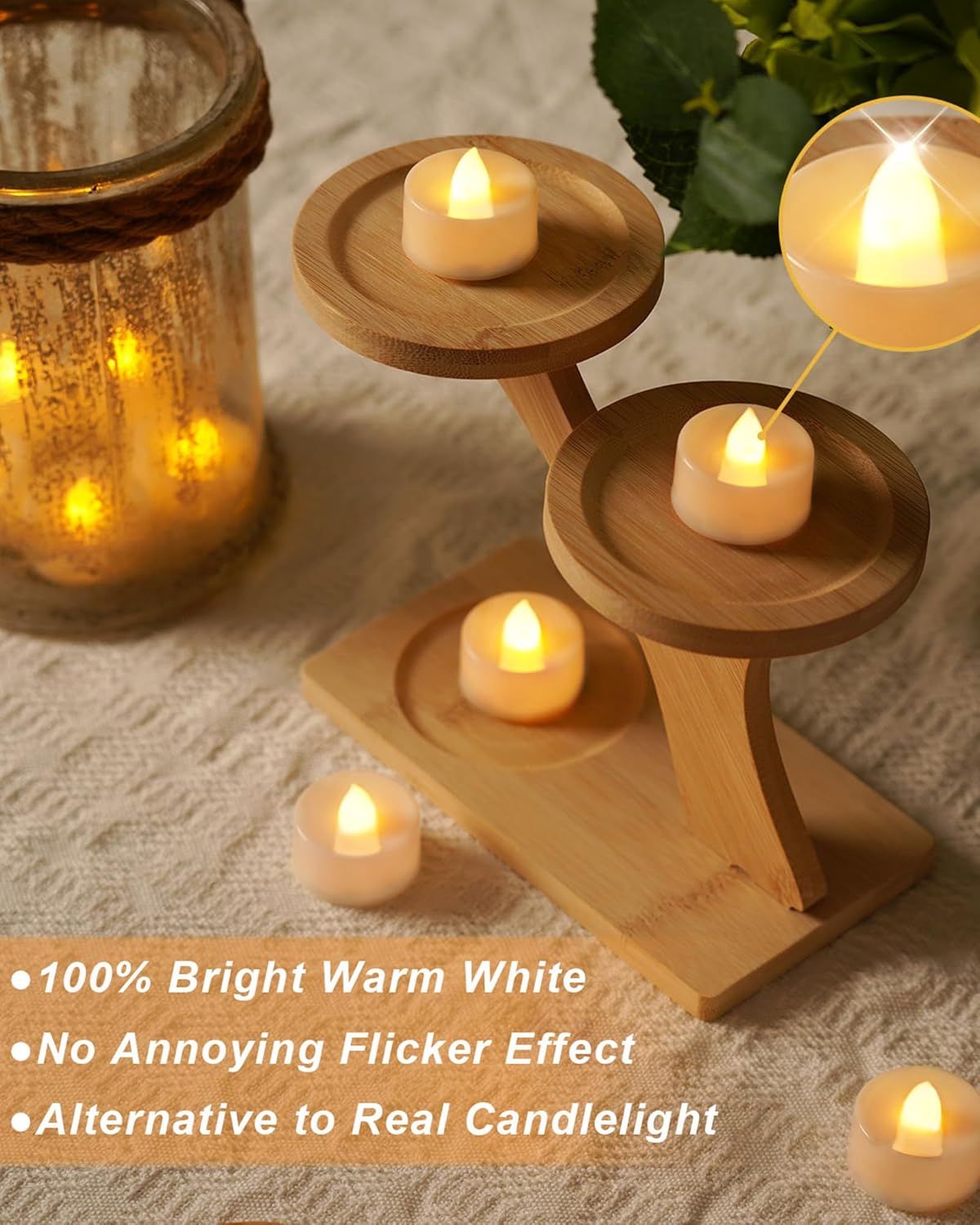 BEICHI Set of 24 Flameless LED Tea Lights Bulk, Electric Tealight Candles, Small Fake Candle