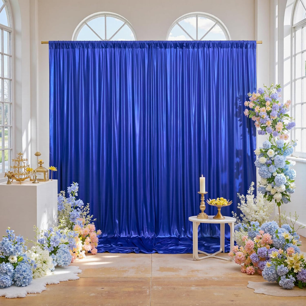 10x10ft Thick Royal Blue Glitter Backdrop Curtain Panels for Parties, Wrinkle Free Sequin Sparking
