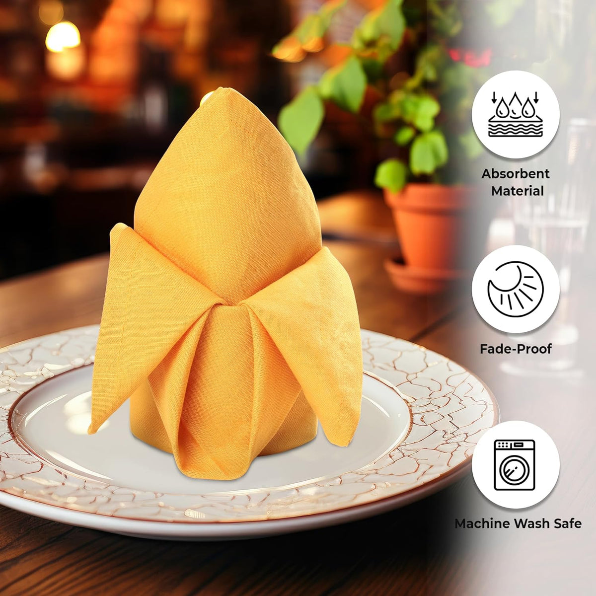 Urban Villa Cloth Napkins 100% Cotton Slub Absorbent Dinner Napkins (Set of 12) Oversized 20x20