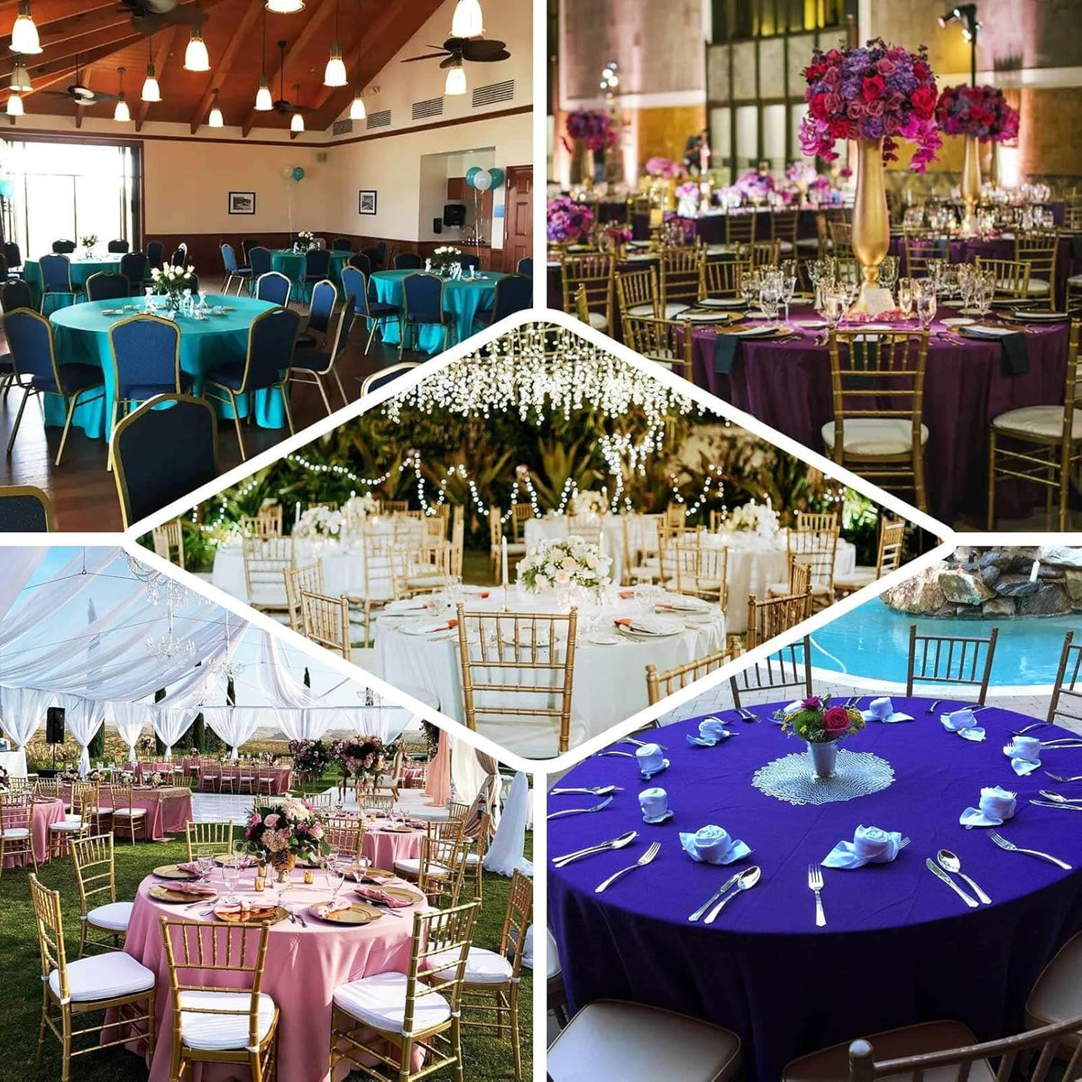Efavormart Round Tablecloth, 132 Inch Stain & Wrinkle Resistant Washable Table Cloth, Decorative