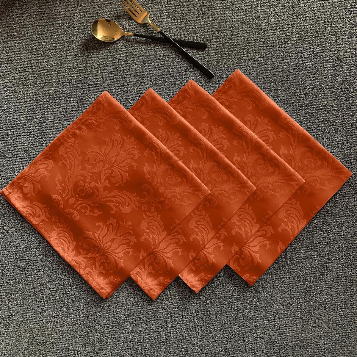 Cloth Napkins 20 x 20 Inch Set of 4, Washable Jacquard Damask Autumn Table Napkins for Fall