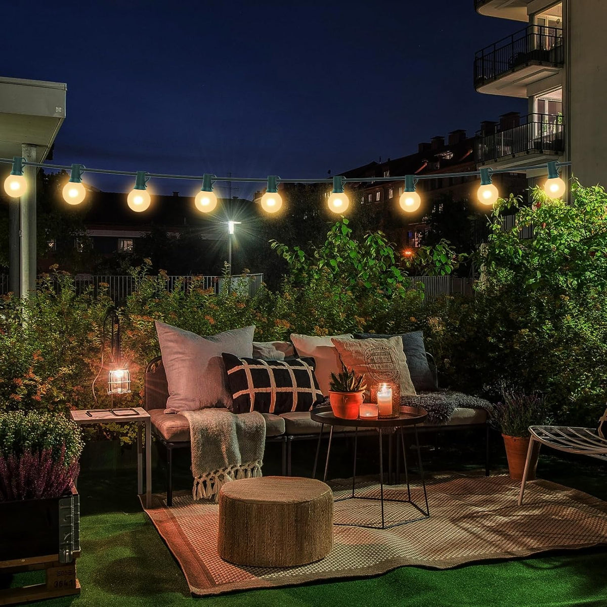 SUNSGNE G40 Round Christmas Lights Outdoor, 25ft Vintage Christmas Globe Lights with 27 5W Frosted