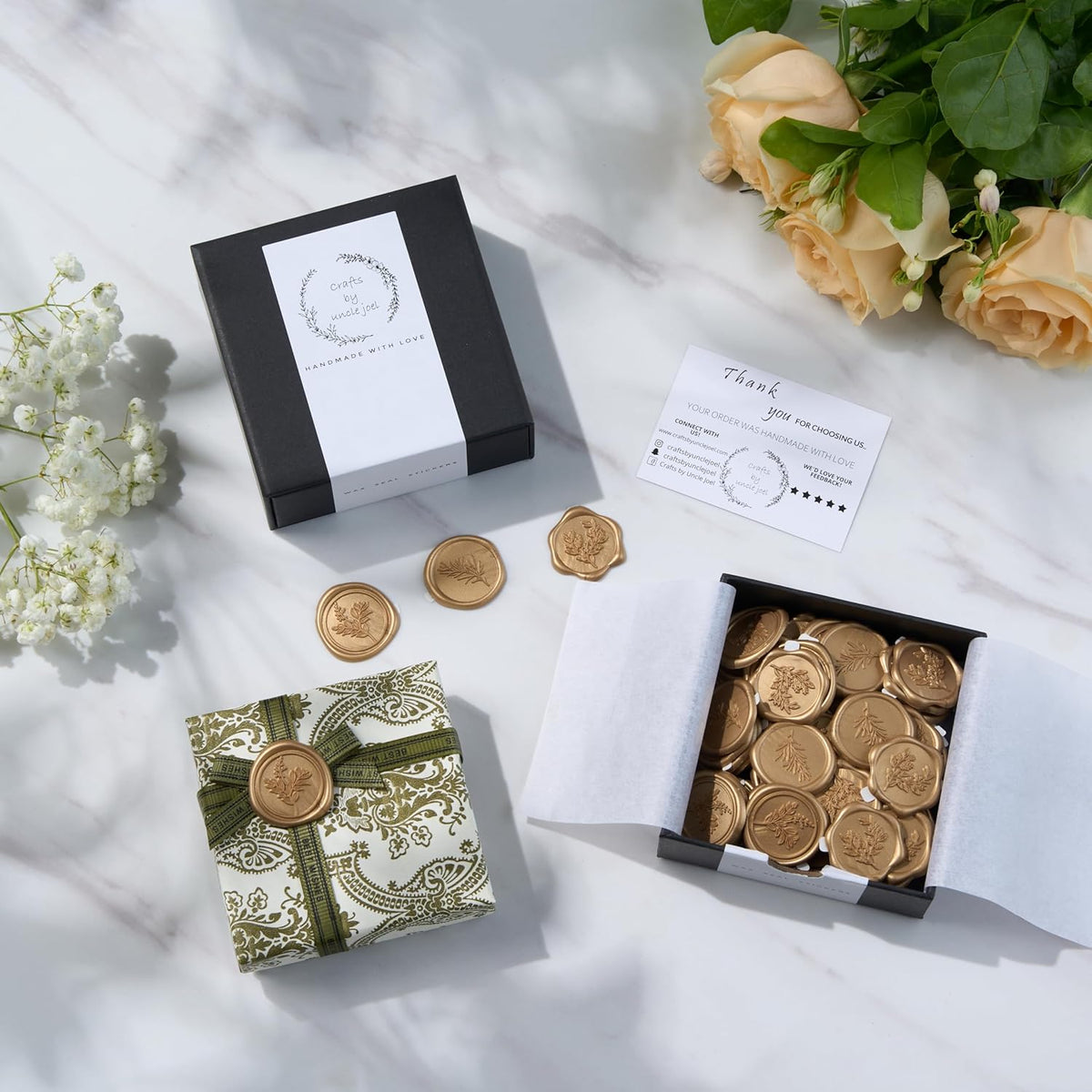 Wax Seal Stickers (60 Pcs, 3 Designs in 1 Pack) Premium Envelope Seal Stickers for Wedding
