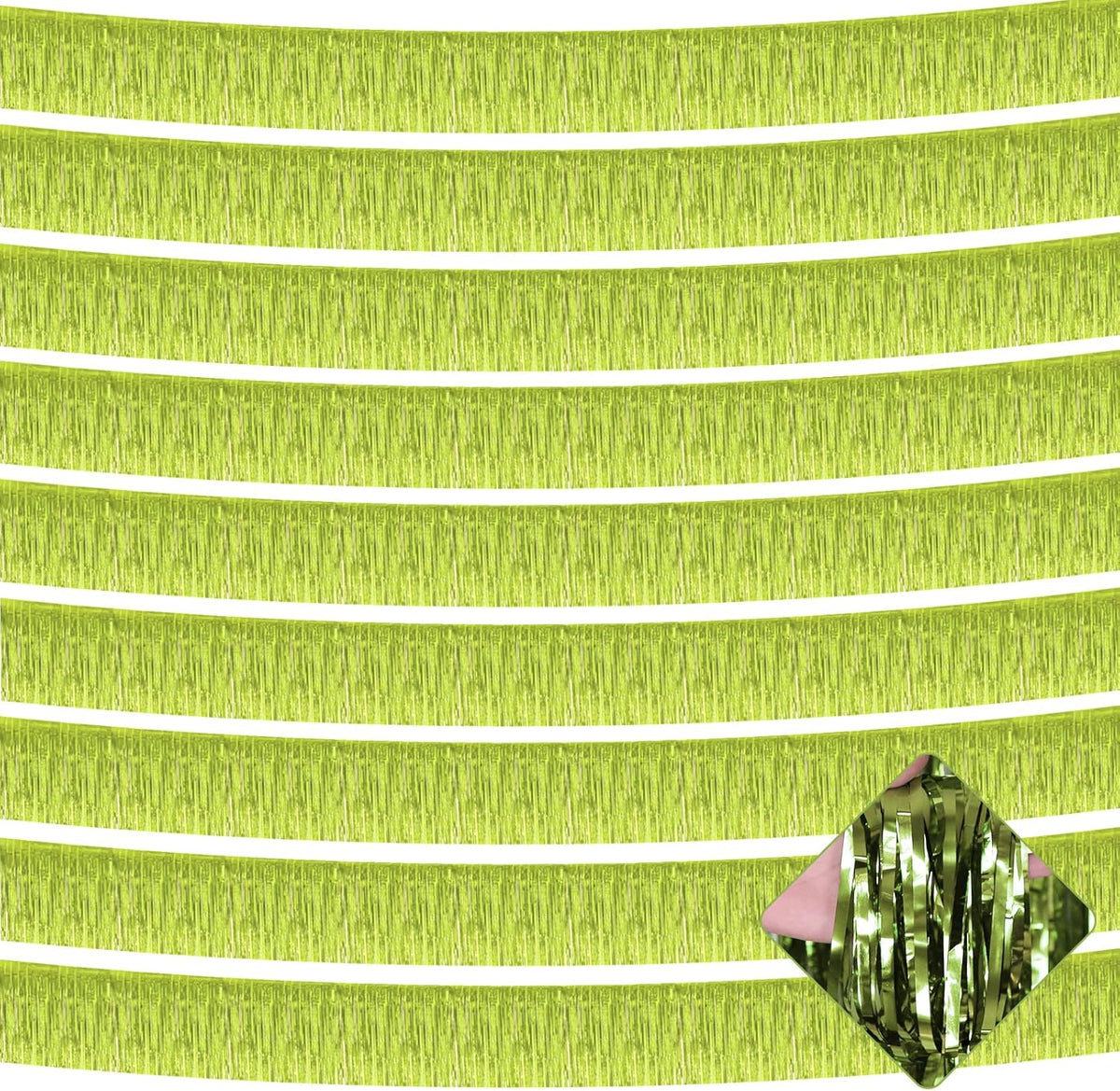 10 Pack 10 Feet Foil Fringe Garland Metallic Tinsel Streamers Banner Wall Hanging Curtain Backdrop