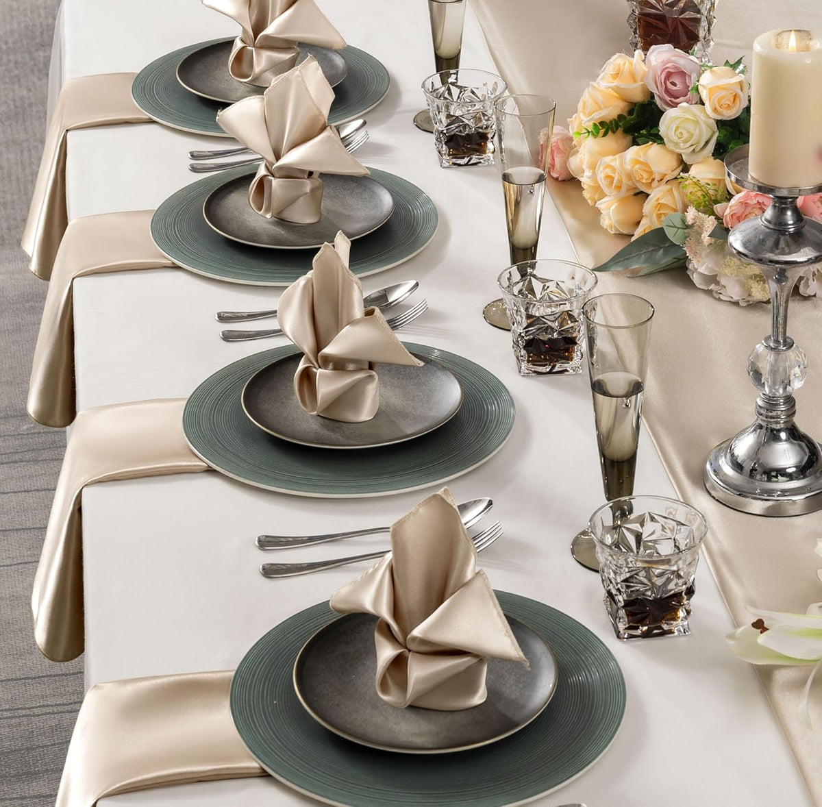 36 Pack Square Satin Dinner Napkins, 16x16 Inches Silky Soft Smooth Table Cloth Napkins for
