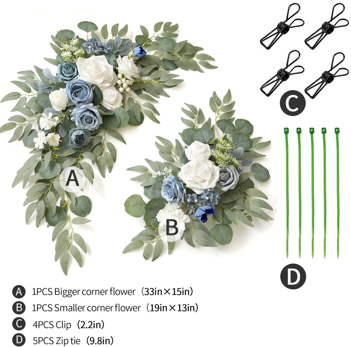 Wedding Sign Faux Flower Swag (Pack of 2) for Ceremony Party Reception Entrance Floral Decor Wall