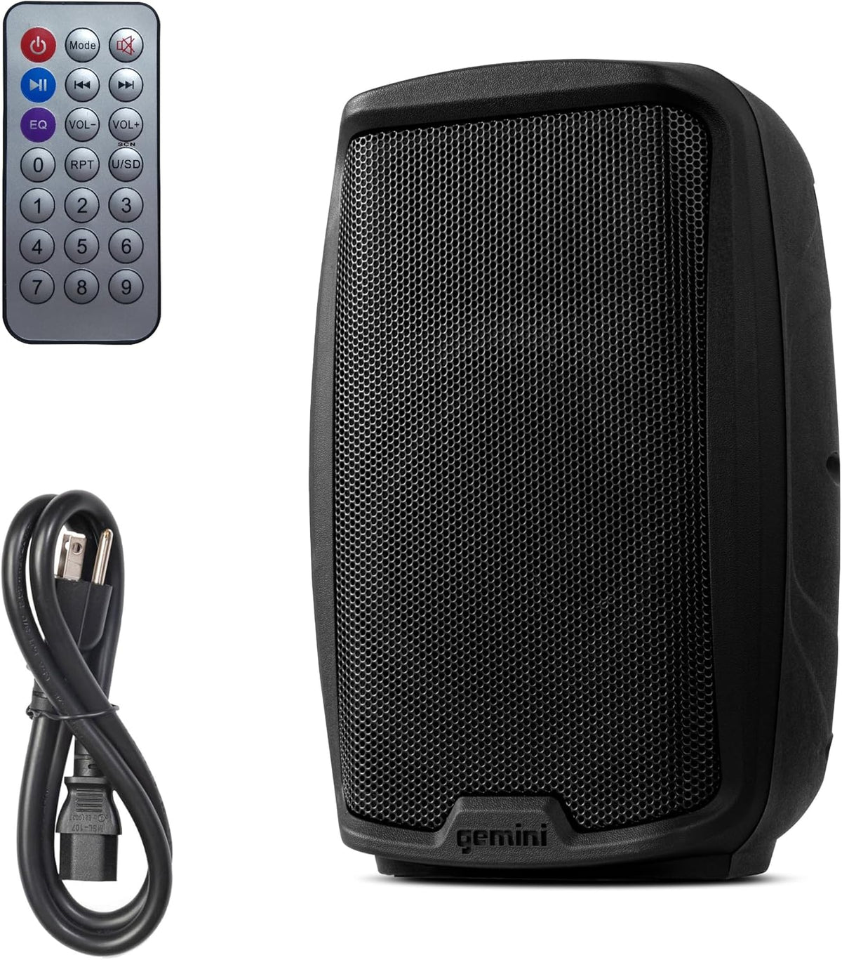 Gemini 8” 500W Bluetooth PA Speaker with TWS Link, USB/SD/FM, XLR/RCA/AUX Inputs, Mic & Guitar
