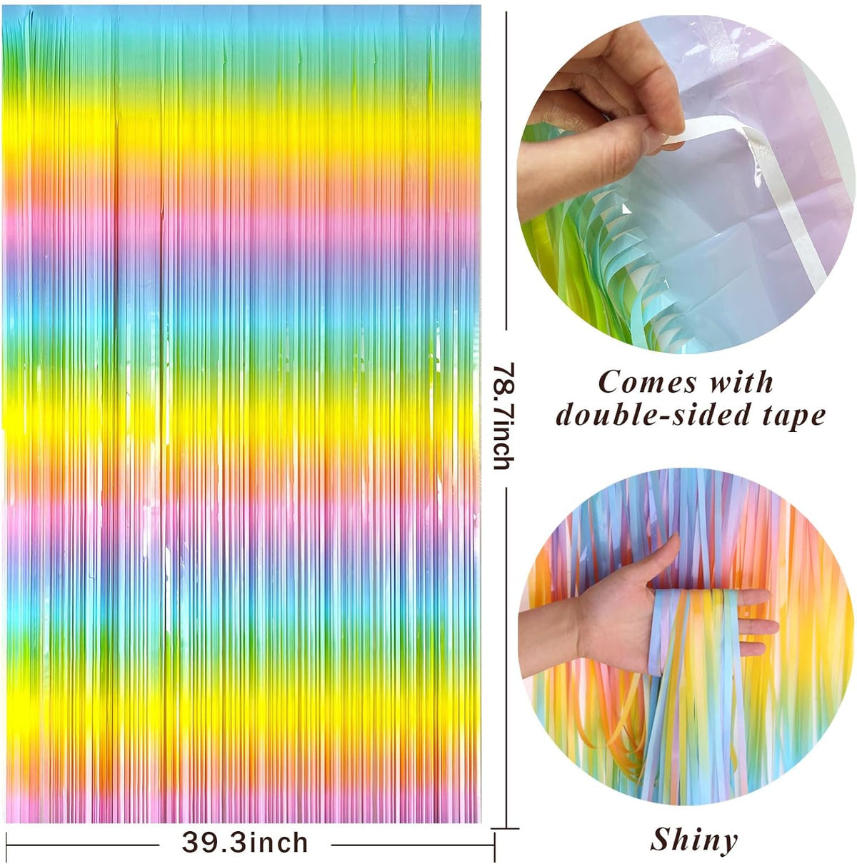 Pastel Rainbow Foil Fringe Curtain Streamers Party Backdrop Foil Fringe Backdrop Curtains Tinsel