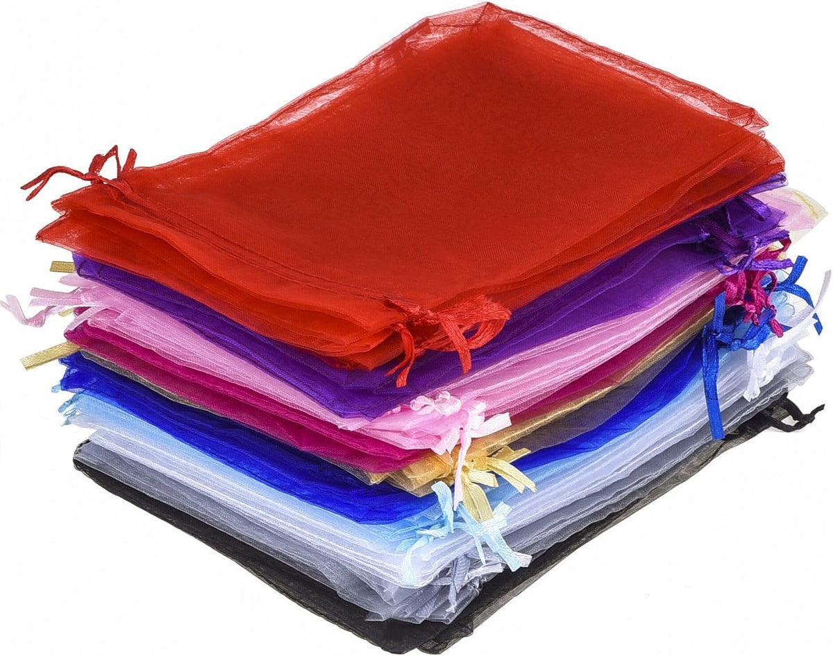 Wudygirl 100 PCS Drawstring Organza Bags 5X7 inches Jewelry Pouches Wedding Baby Shower Party Candy