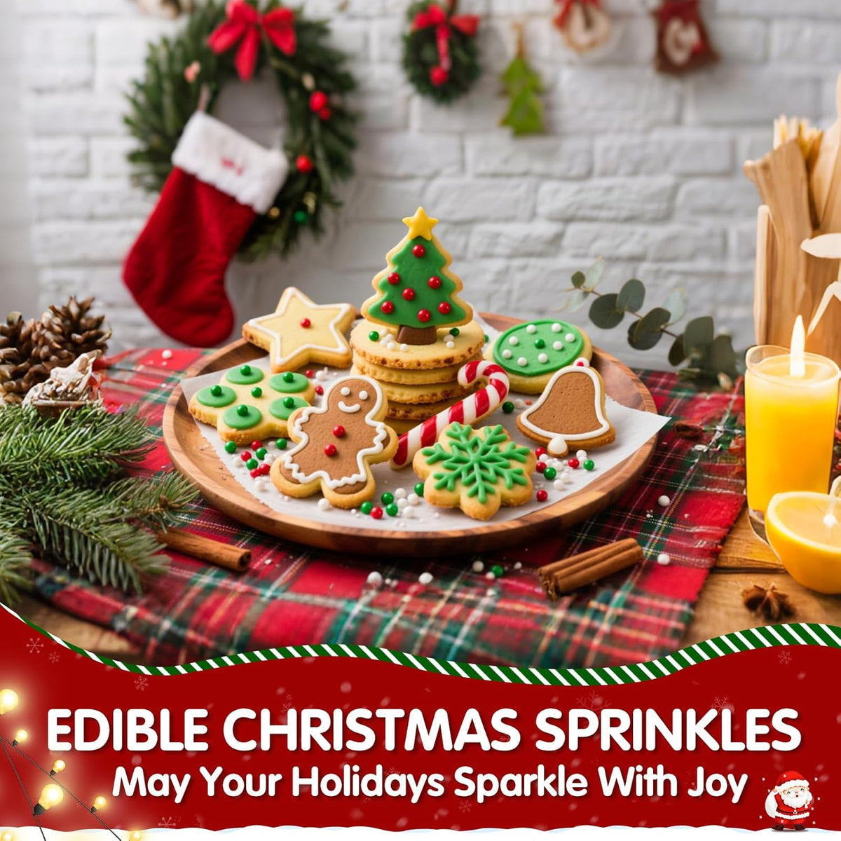 Christmas Nonpareils Sprinkles for Cake Decorating,130g White Red and Green Mini Pearls Mix,Edible