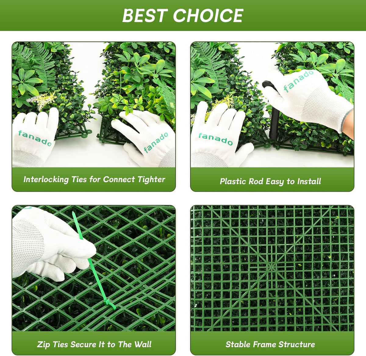 Artificial Grass Wall Panels 20"x20"(6pcs), Hedge Green Wall Decor Backdrop, UV-Anti Fake Greenery