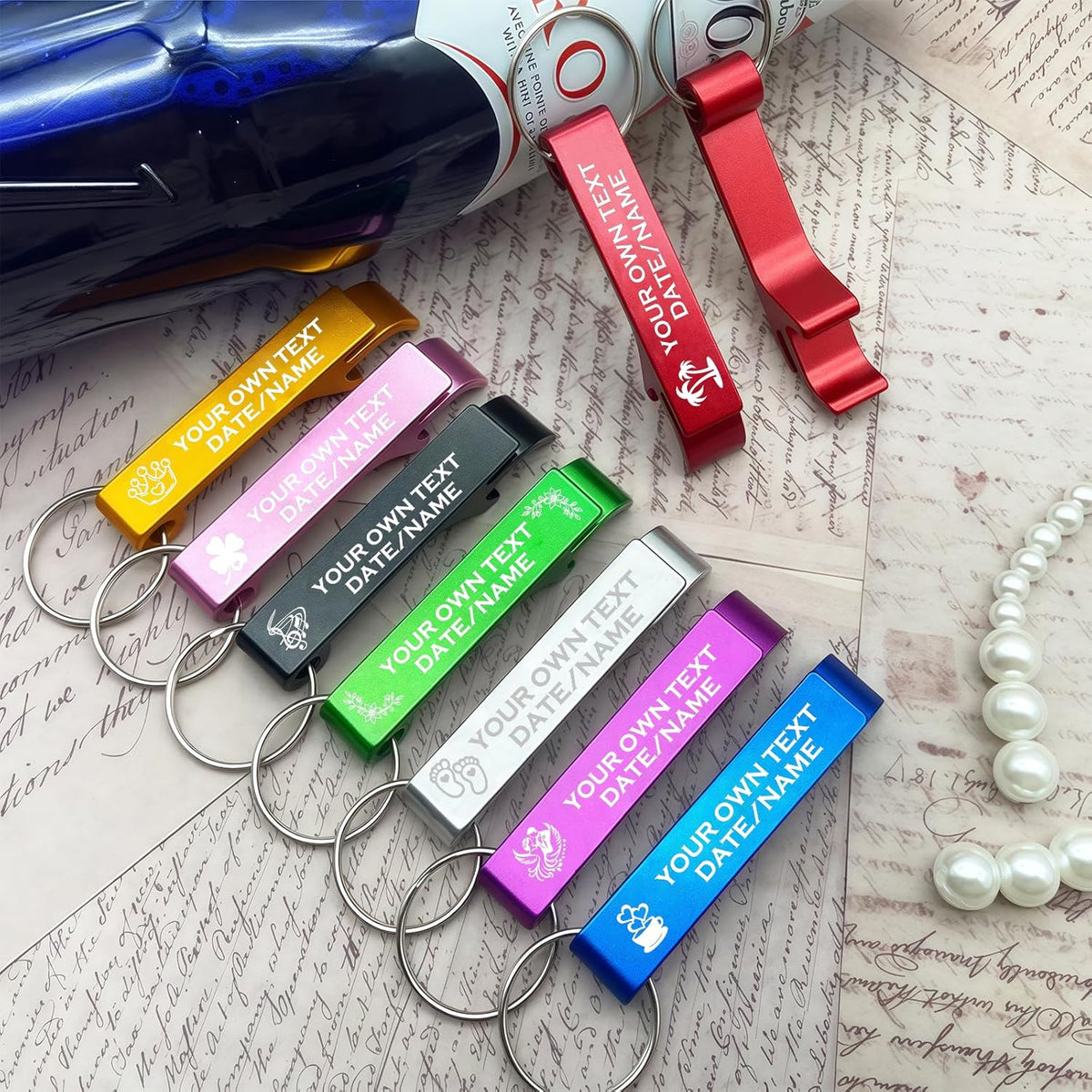 UBJVA Custom Bottle Opener Bulk Personalized Aluminum Bottle Opener Keychains with Text Logo Photo