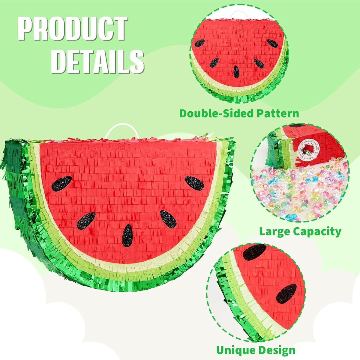 WERNNSAI Watermelon Piñata - Fruit Theme Summer Birthday Party Decorations Kids Fruit Pinata with