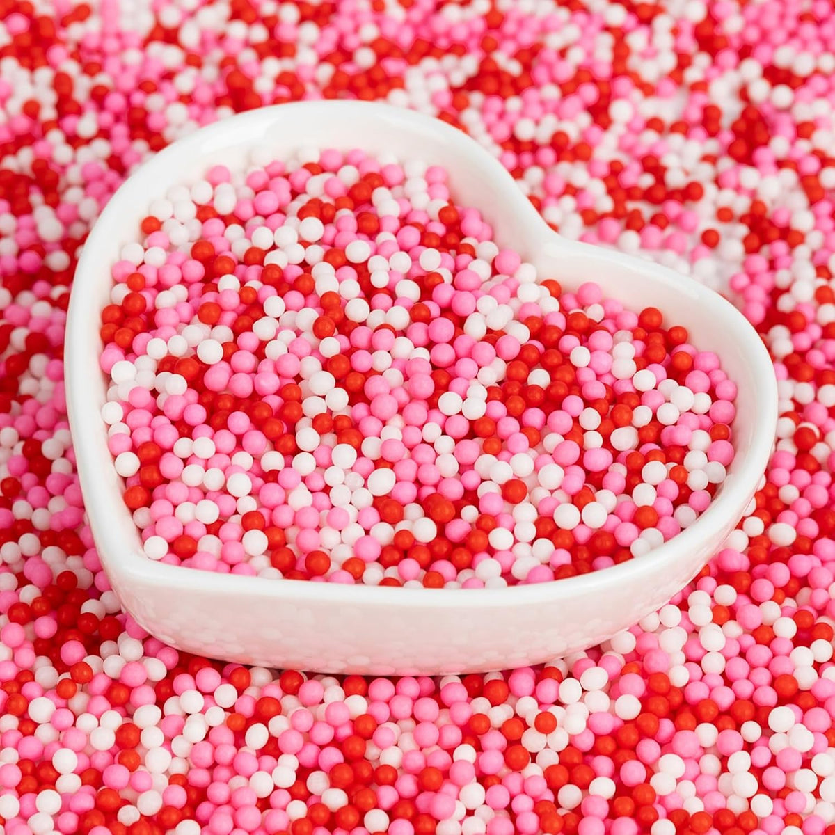 Edible Pearl Sprinkles,Nonpareils Pink White and Red Mix,Cute Pearls Cake Candy,Mini Sugar