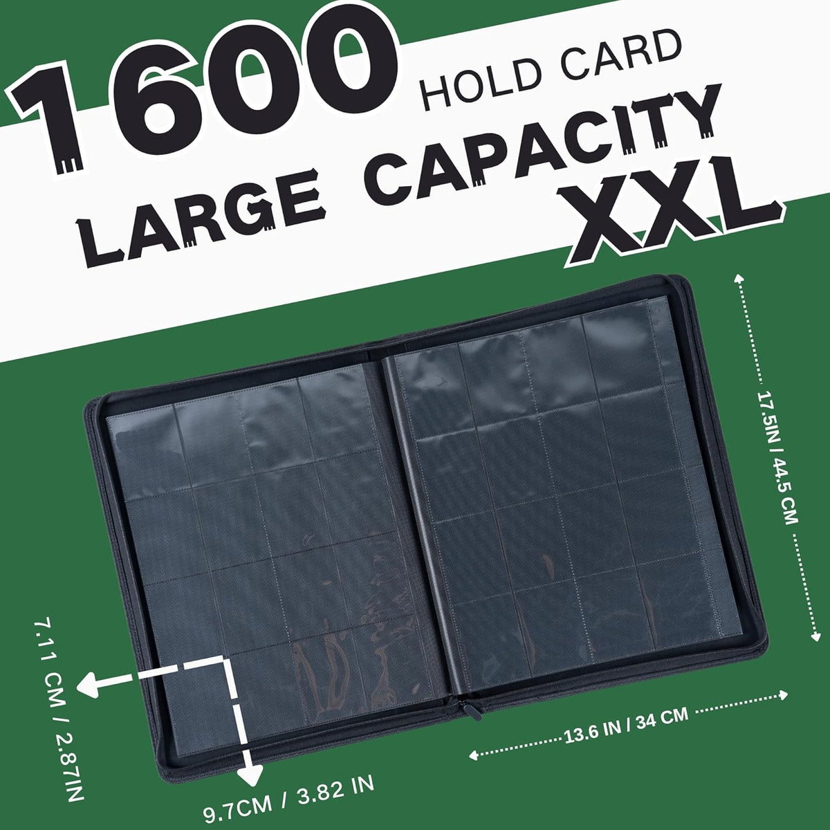 1600+ Pockets Trading Card Binder, 16-Pocket Card Ablum Compatible with MTG,Sports Cards & Other