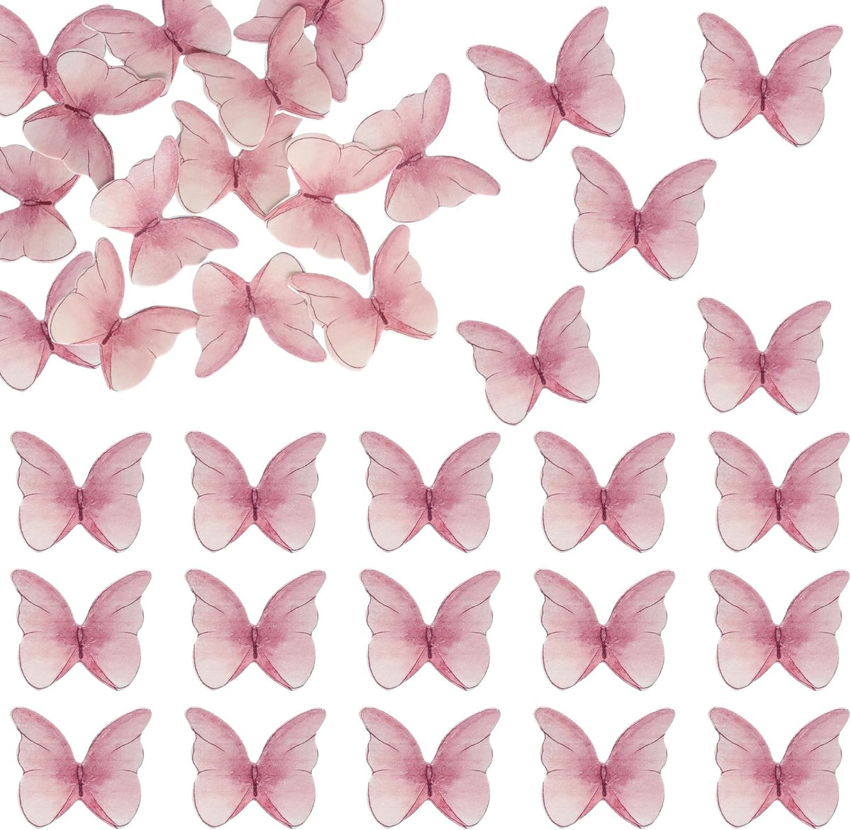 Ephlyn 48Pcs Edible Butterfly Cupcake Toppers Cute 3D Butterfly Cake Picks for Butterfly Theme Baby