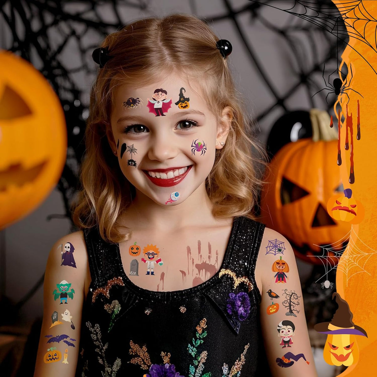 Halloween Temporary Tattoo for Kids - 260+ Unique Halloween Trick or Treat Tattoos Stickers for