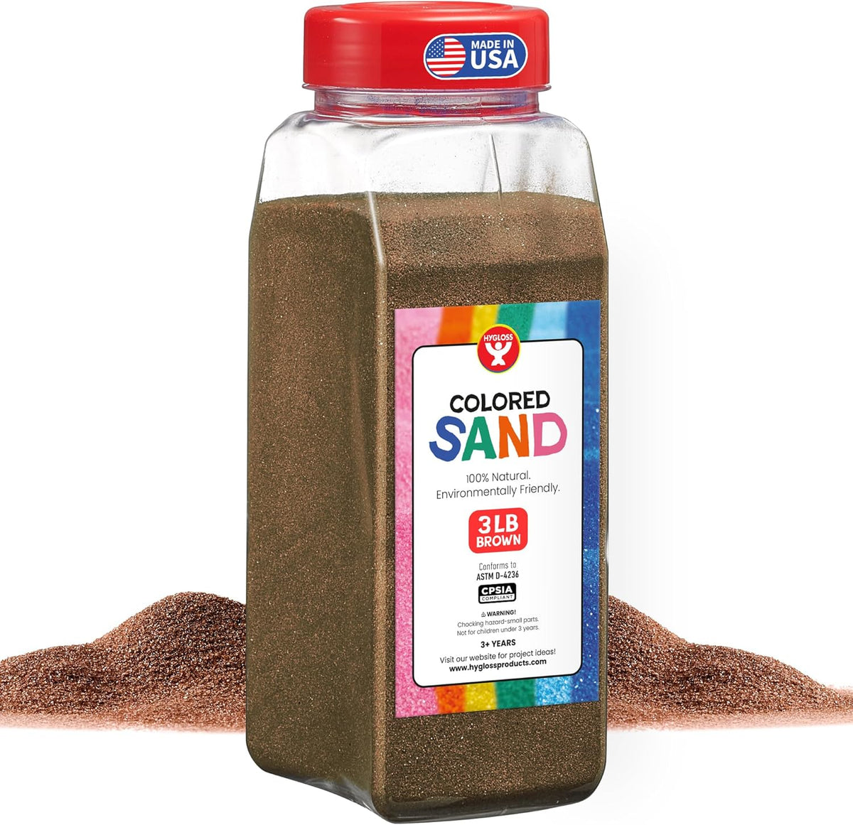 Hygloss Colored Sand for Crafts – 3 lb Bottle, Brown – Vibrant Colorful Fine Sensory Play Sand Art