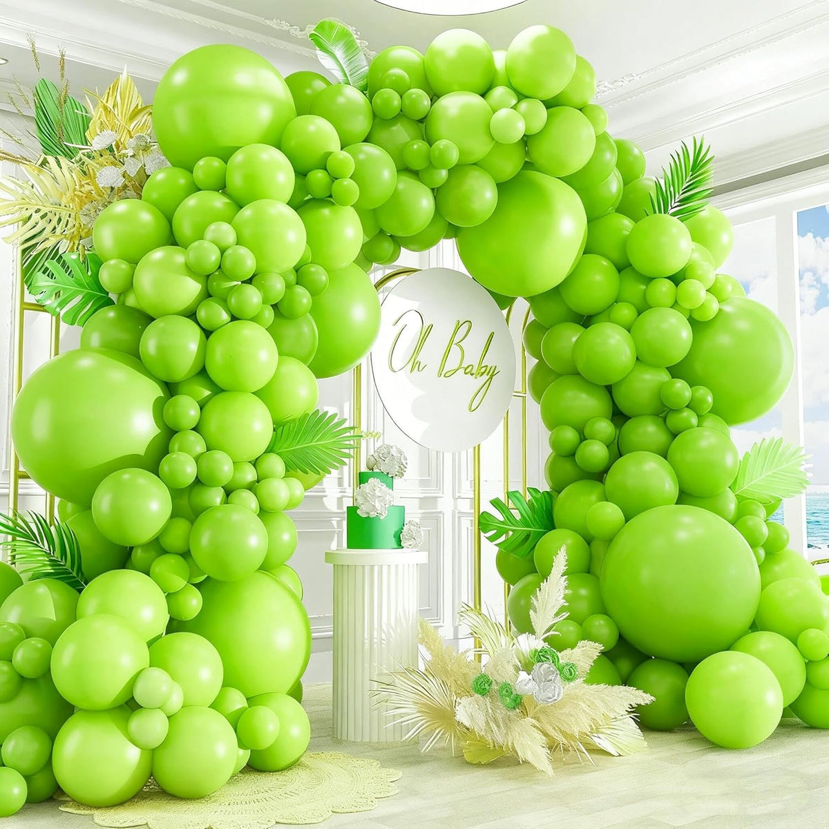 412pcs Lime Green Balloon Garland Arch Kit 18 12 10 5 Inch Different Sizes Matte Latex Balloons for
