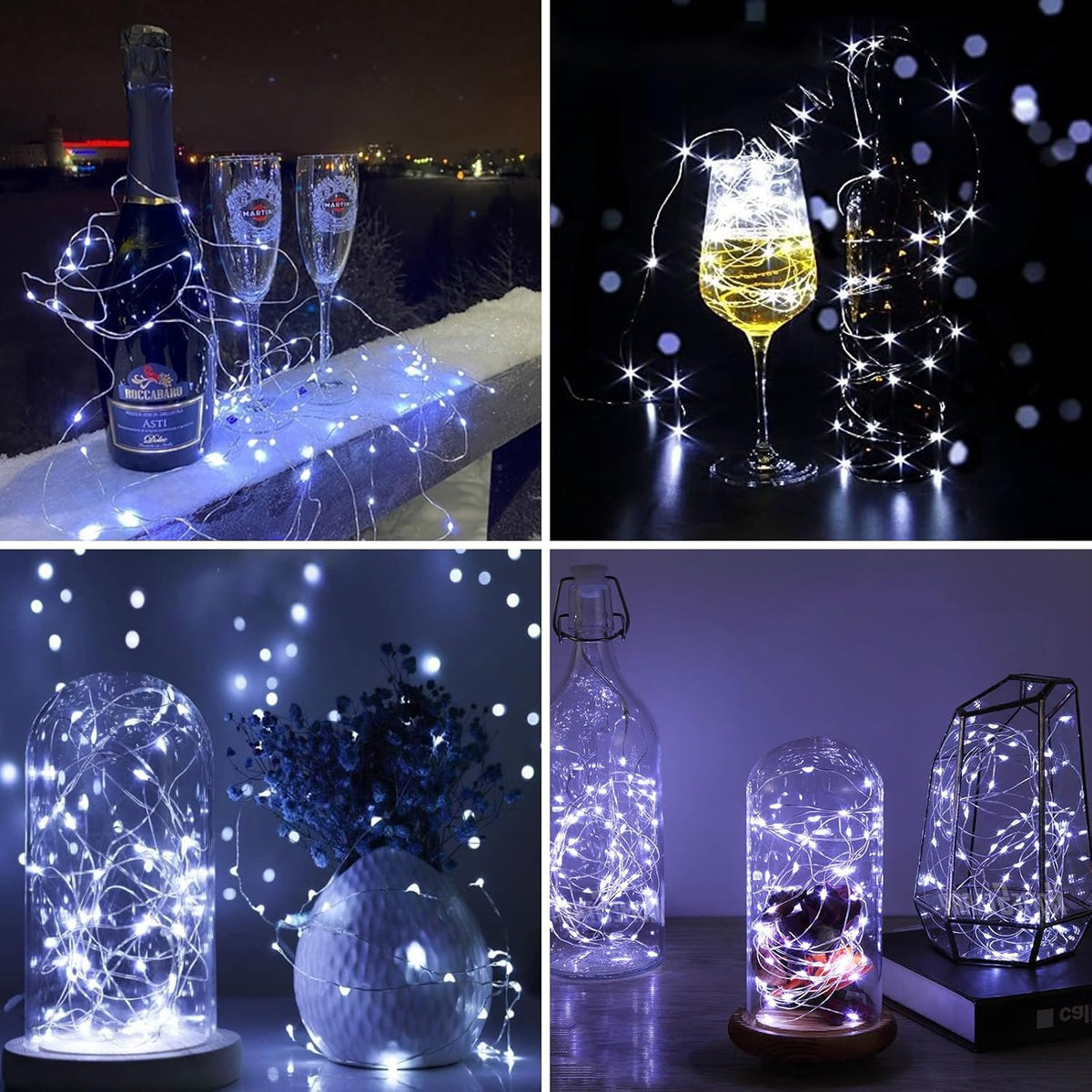 ZGWJ 12 Pack Fairy Lights Battery Operated, 7ft 20 Mini LED Fairy String Lights Silver Wire 3 Modes