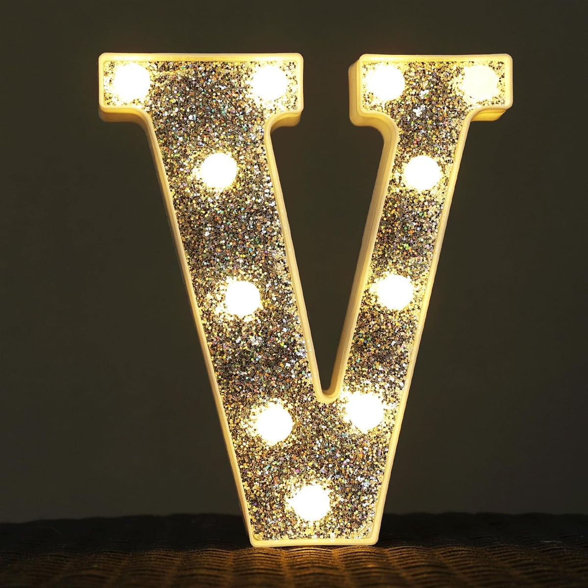 Light Up Letters - Marquee Letter V, Glitter Lighted Signs for Prom, Events, or Engagement Party