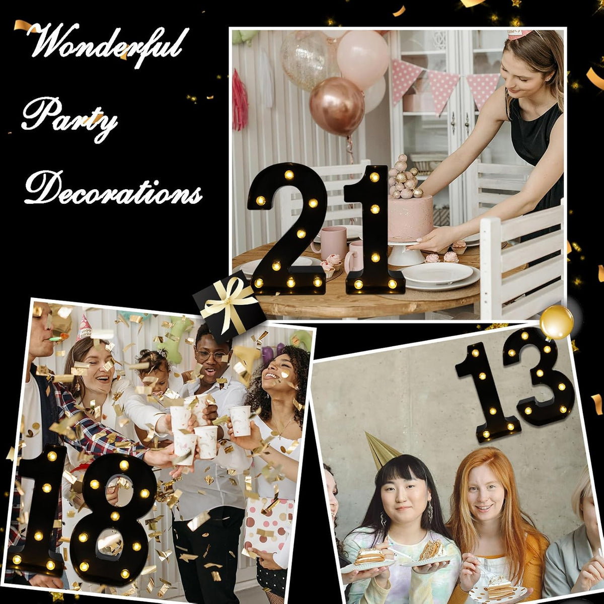 LED Marquee Numbers, 8.58 Inch Led Light Up Numbers for Party, Small Light Up Letters, Battery