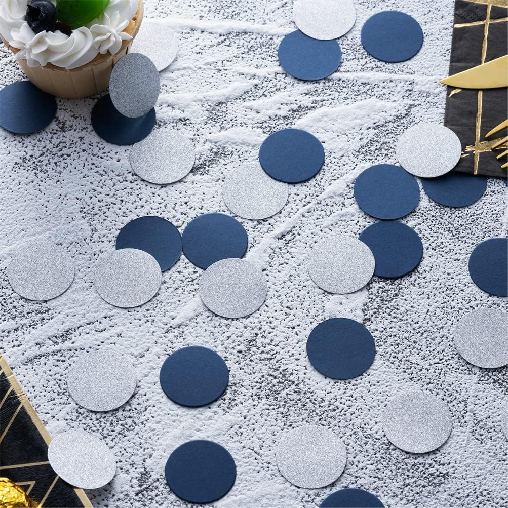 Silver and Blue Confetti Table Decoration for Birthday Graduation Retirement Theme Party,1.2 inch