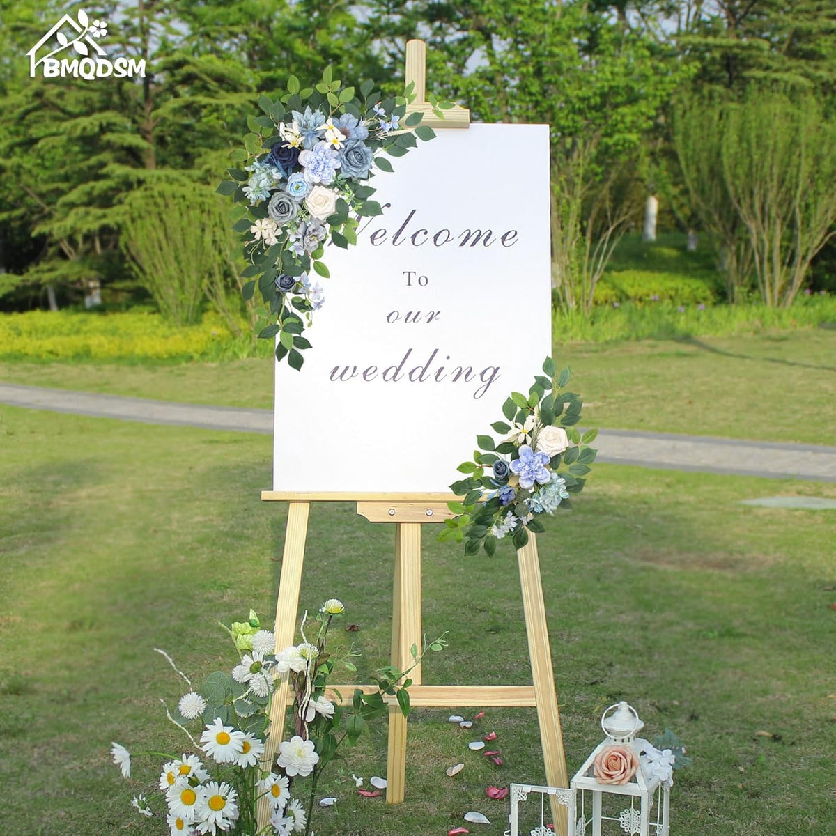 Pack of 2 Artificial Flowers for Backdrop Decoration, Wedding Arch Flowers,Reception Welcome Sign