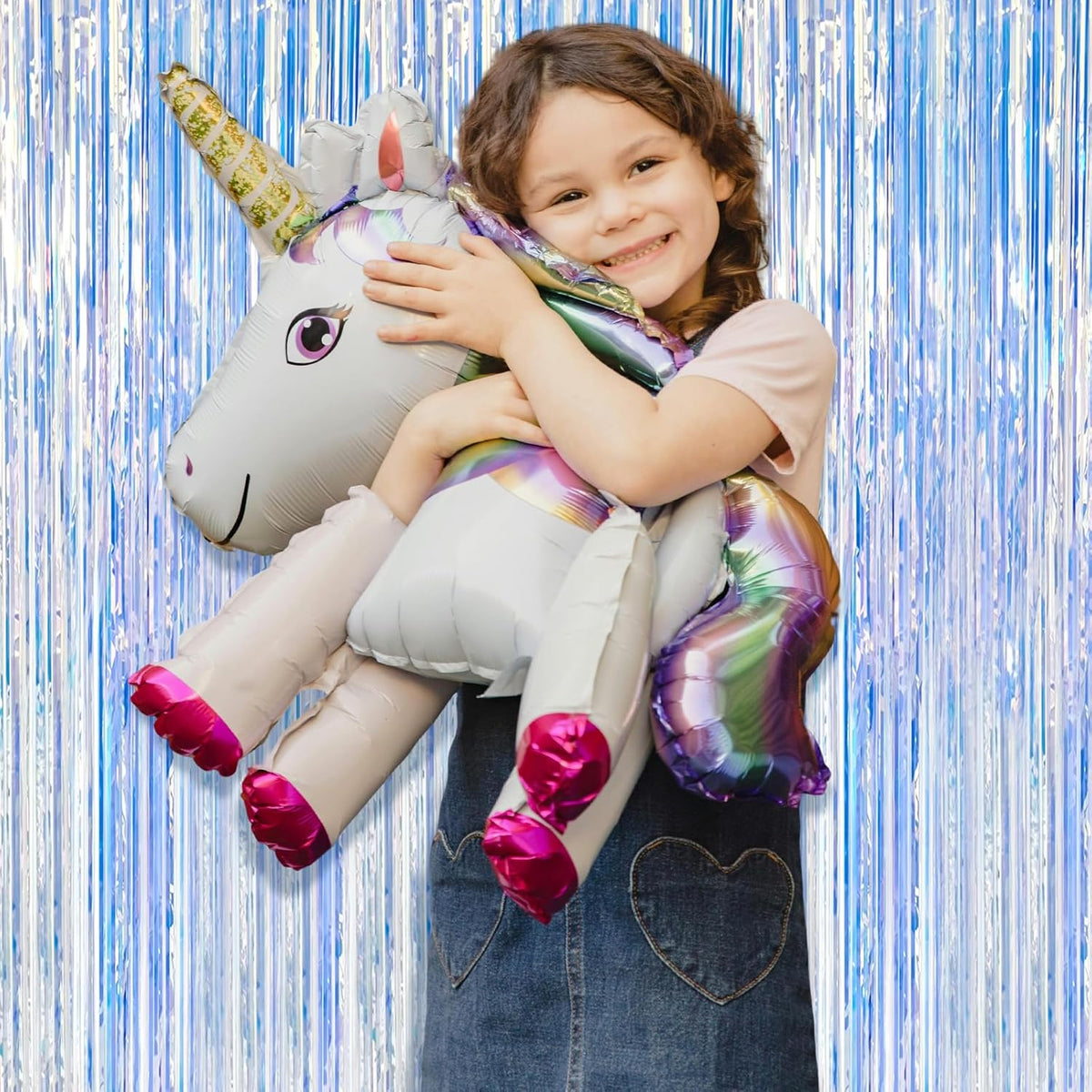 5 Pack Iridescent Party Backdrop Decorations Tinsel Curtain Birthday Decorations Foil Fringe Photo