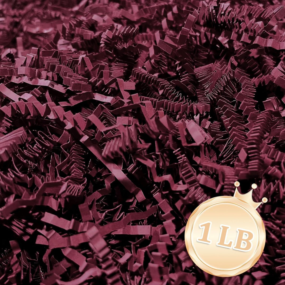 1 LB Burgundy Crinkle Cut Paper Shred Filler Great for Gift Wrapping, Burgundy Basket Fillers