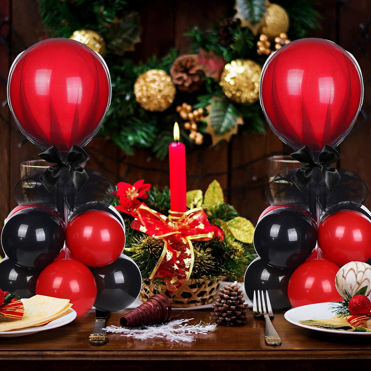 BBTO 8 Set Table Centerpieces Balloons Stand Kit, 80 Pcs Latex Balloons and Table Stand Holder with