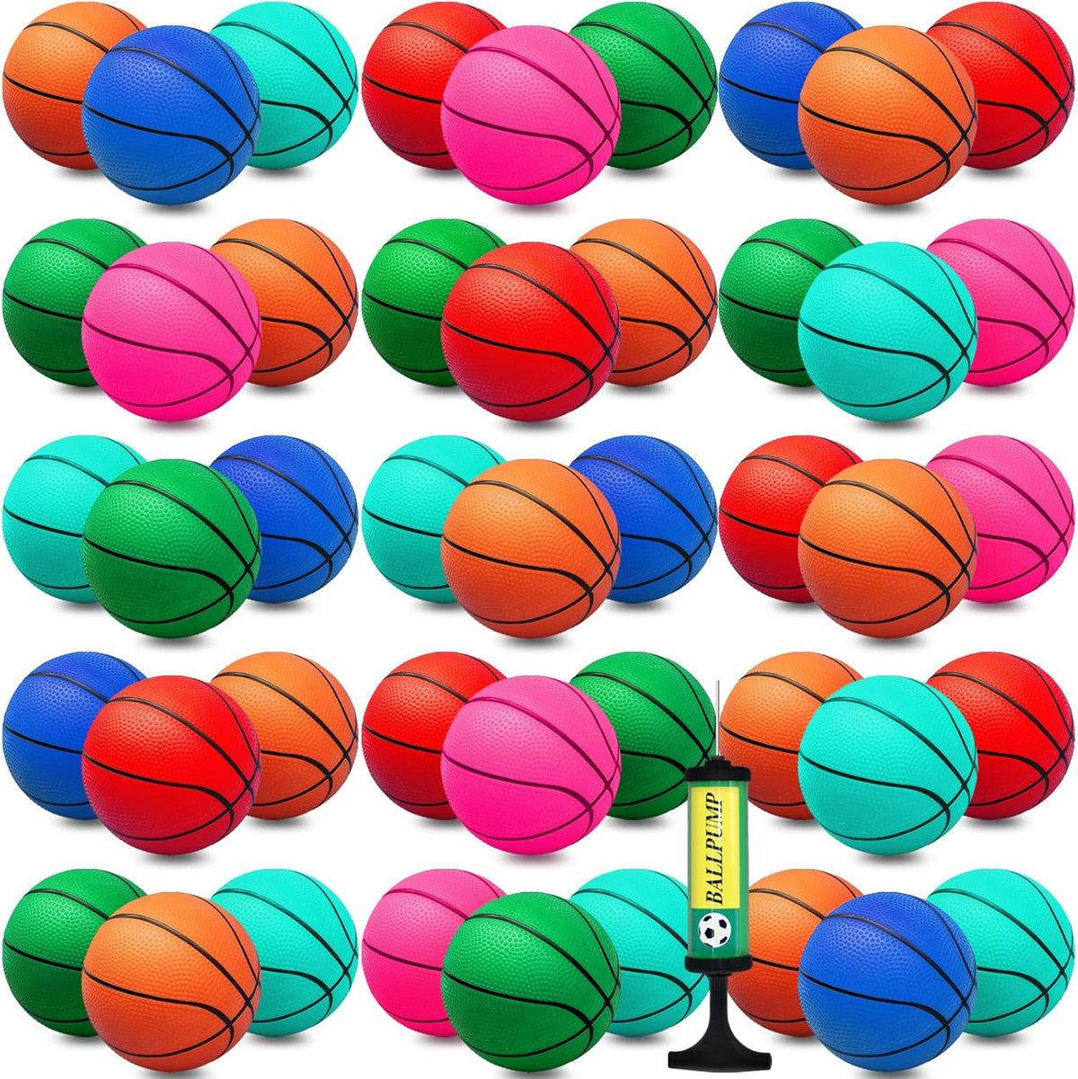 30Pcs 7" Mini Basketball Balls Bulk PVC Small Basketballs for Over The Door Basketball Hoop Games