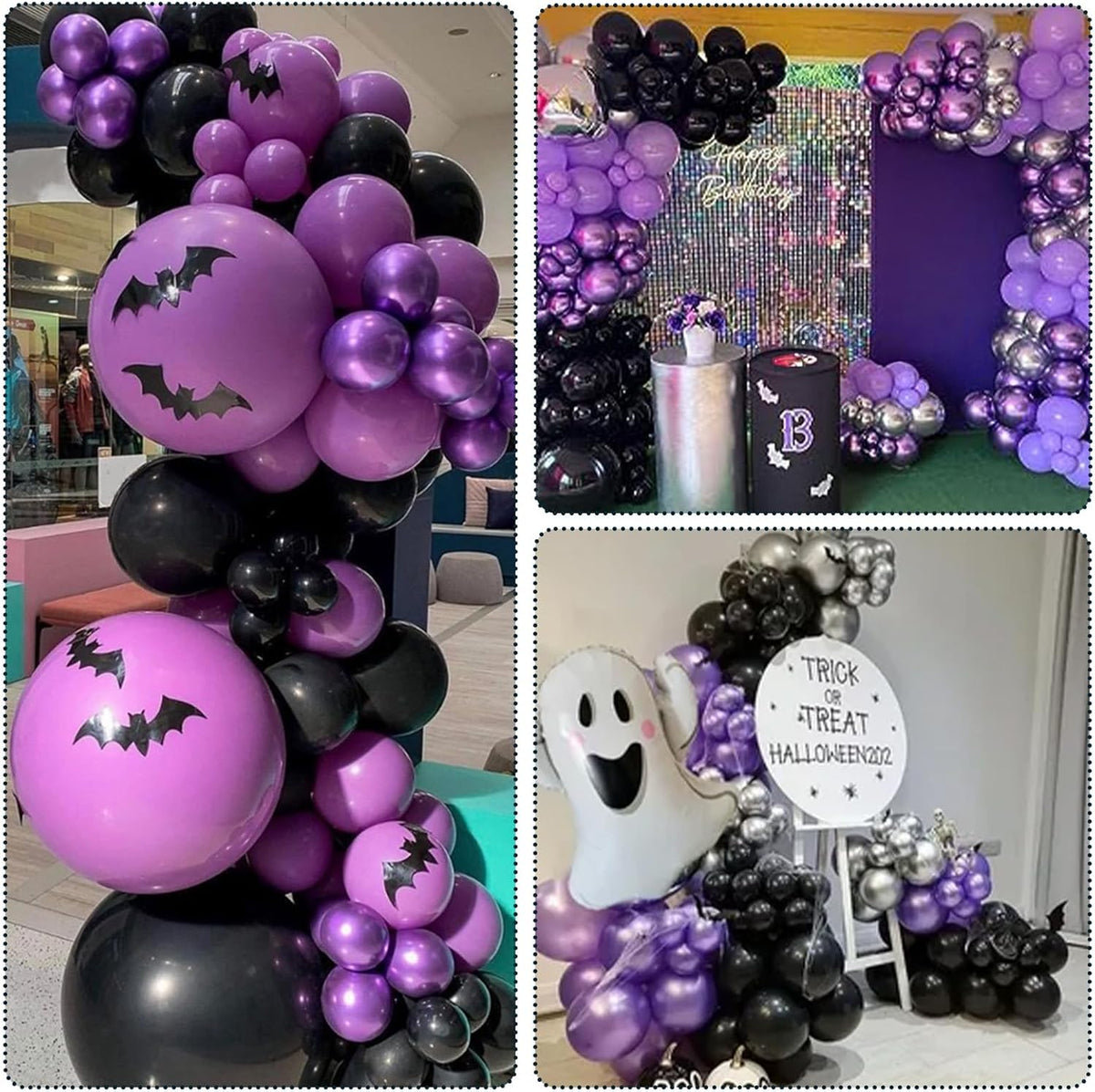 Purple and Black Balloons, 60 Packs 12 Inch Dark Purple Light Purple Black Balloons with Metallic
